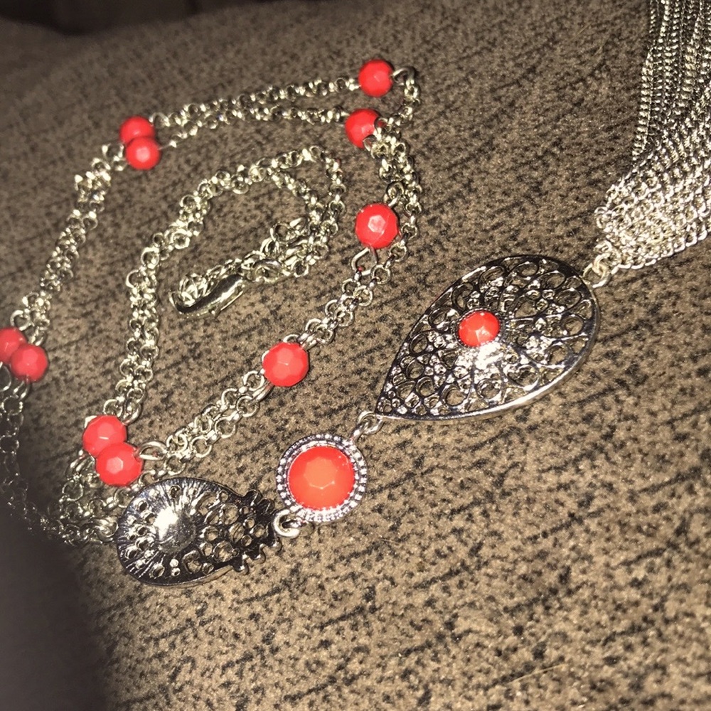 (possibly PAPARAZZI) Red HandMade Vintage Necklace